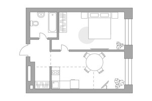 Планировка однокомнатной(квартира) площадью 46.56 квадратных метров в “ЖК Павелецкая от Гранель”
