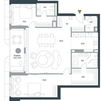Планировка трехкомнатной(квартира) площадью 142.5 квадратных метров в “ЖК Springs (Спрингс)”