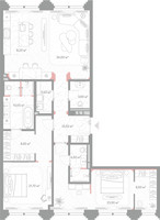 Планировка двухкомнатной(квартира) площадью 132.9 квадратных метров в “ЖК Николь”