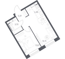 Планировка однокомнатной(квартира) площадью 37.88 квадратных метров в “ЖК ЭкоБунино (Южное Бунино)”