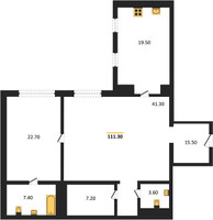 Планировка двухкомнатной(квартира) площадью 111.3 квадратных метров в “ЖК Вавилово”