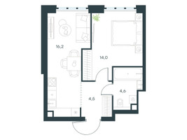 Планировка однокомнатной(квартира) площадью 39.3 квадратных метров в “ЖК Левел Южнопортовая”