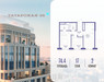 Планировка двухкомнатной(квартира) площадью 74.4 квадратных метров в “ЖК Татарская 35”