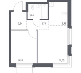 Планировка однокомнатной(квартира) площадью 40.93 квадратных метров в ЖК “ЖК Новое Внуково”