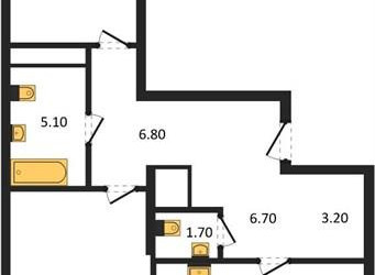 Планировка двухкомнатной(квартира) площадью 75.6 квадратных метров в ЖК “Квартал Филатов луг”