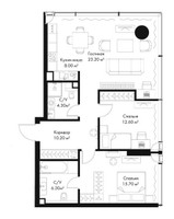 Планировка двухкомнатной(квартира) площадью 80.3 квадратных метров в “ЖК Слава”