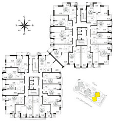 Планировка однокомнатной(квартира) площадью 64.12 квадратных метров в ЖК “ЖК Солнечный парк”