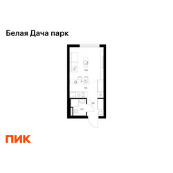 Планировка студии(квартира) площадью 22.1 квадратных метров в ЖК “ЖК Белая Дача парк”