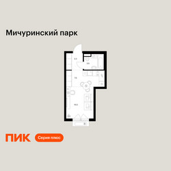 Планировка студии(квартира) площадью 24.6 квадратных метров в ЖК “ЖК Мичуринский Парк”