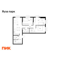 Планировка трехкомнатной(квартира) площадью 81.3 квадратных метров в “ЖК Яуза Парк (Мытищи)”