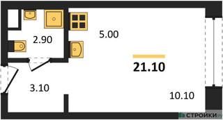 Планировка студии(квартира) площадью 21.1 квадратных метров в “Жилые кварталы Белый Град”