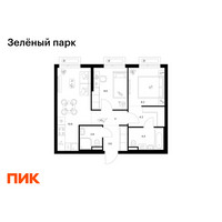 Планировка двухкомнатной(квартира) площадью 49.6 квадратных метров в “ЖК Зеленый парк”
