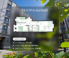 Планировка трехкомнатной(квартира) площадью 67.2 квадратных метров в “ЖК Театральный”