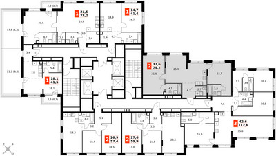 Планировка трехкомнатной(квартира) площадью 79.2 квадратных метров в ЖК “ЖК Симоновский вал”