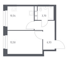 Планировка однокомнатной(квартира) площадью 34.67 квадратных метров в “ЖК ЭкоБунино (Южное Бунино)”