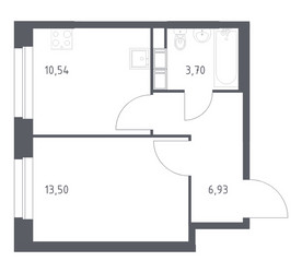 Планировка однокомнатной(квартира) площадью 34.67 квадратных метров в ЖК “ЖК ЭкоБунино (Южное Бунино)”