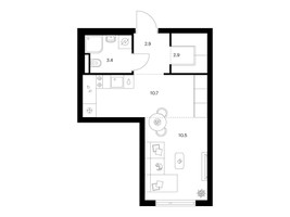 Планировка студии(квартира) площадью 30.4 квадратных метров в “ЖК Середневский лес”
