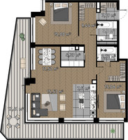 Планировка трехкомнатной(квартира) площадью 102.5 квадратных метров в “ЖК Квартал Серебряный бор”