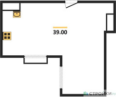 Планировка однокомнатной(квартира) площадью 39 квадратных метров в “ЖК Римский”