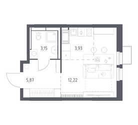 Планировка студии(квартира) площадью 25.17 квадратных метров в ЖК “ЖК Большое Путилково”