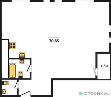 Планировка двухкомнатной(квартира) площадью 72.3 квадратных метров в “ЖК Twin House (Твин Хаус)”