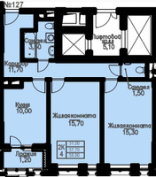 Планировка двухкомнатной(квартира) площадью 58.9 квадратных метров в “ЖК Атлантис”