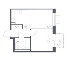 Планировка однокомнатной(квартира) площадью 35.29 квадратных метров в “ЖК Подольские кварталы”