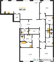 Планировка трехкомнатной(квартира) площадью 187.1 квадратных метров в “ЖК Николь”