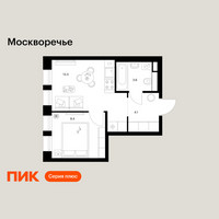 Планировка однокомнатной(квартира) площадью 29.4 квадратных метров в “ЖК Москворечье”