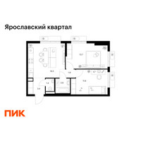 Планировка двухкомнатной(квартира) площадью 51.5 квадратных метров в “Ярославский квартал”