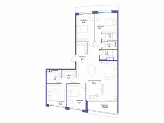 Планировка 4+ комнатной(квартира) площадью 158.02 квадратных метров в ЖК “ЖК Остров”