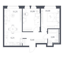 Планировка двухкомнатной(квартира) площадью 51.22 квадратных метров в “ЖК Большое Путилково”