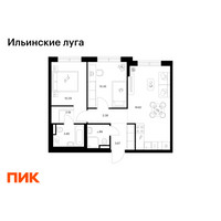 Планировка двухкомнатной(квартира) площадью 56.52 квадратных метров в “ЖК Ильинские луга”