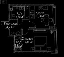 Планировка однокомнатной(квартира) площадью 35.6 квадратных метров в “ЖК СЕЗАР БУДУЩЕЕ”