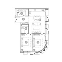 Планировка трехкомнатной(квартира) площадью 76.6 квадратных метров в “ЖК УНО Соколиная гора”