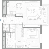 Планировка однокомнатной(квартира) площадью 111.8 квадратных метров в “ЖК Николь”