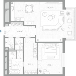 Планировка однокомнатной(квартира) площадью 111.8 квадратных метров в ЖК “ЖК Николь”