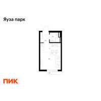 Планировка студии(квартира) площадью 19.8 квадратных метров в “ЖК Яуза Парк (Мытищи)”