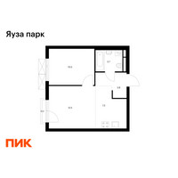 Планировка однокомнатной(квартира) площадью 37.9 квадратных метров в “ЖК Яуза Парк (Мытищи)”