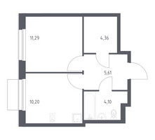 Планировка однокомнатной(квартира) площадью 35.56 квадратных метров в “ЖК Новое Внуково”