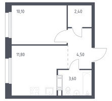Планировка однокомнатной(квартира) площадью 32.4 квадратных метров в “ЖК ЭкоБунино (Южное Бунино)”