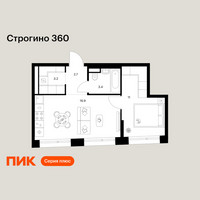 Планировка однокомнатной(квартира) площадью 37.2 квадратных метров в “ЖК Строгино 360”