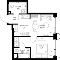 Планировка однокомнатной(квартира) площадью 39.8 квадратных метров в “ЖК СЕТ”