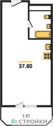 Планировка однокомнатной(квартира) площадью 37.8 квадратных метров в ЖК “ЖК Одинбург”