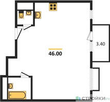 Планировка двухкомнатной(квартира) площадью 46 квадратных метров в “ЖК Римский”