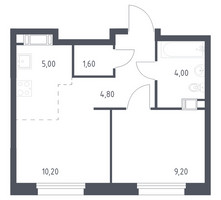 Планировка однокомнатной(квартира) площадью 34.8 квадратных метров в “ЖК ЭкоБунино (Южное Бунино)”