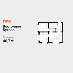 Планировка двухкомнатной(квартира) площадью 46.7 квадратных метров в ЖК “ЖК Восточное Бутово”
