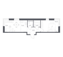 Планировка однокомнатной(квартира) площадью 43.95 квадратных метров в “ЖК Квартал Западный”