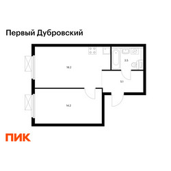 Планировка однокомнатной(квартира) площадью 41 квадратных метров в ЖК “ЖК Первый Дубровский”