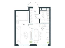 Планировка однокомнатной(квартира) площадью 35.2 квадратных метров в “ЖК Level Мичуринский”